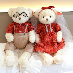 结婚熊情侣泰迪熊公仔抱抱熊婚庆新婚礼物压床娃娃压床玩偶婚房布