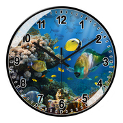 挂墙时钟表水族馆创意个性挂钟超静音石英钟装饰客厅来图定制机芯