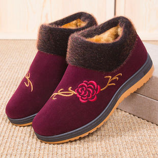 老北京棉鞋女冬季加绒加厚奶奶鞋短靴，一脚蹬保暖防滑老人妈妈棉靴