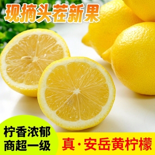 四川真安岳黄柠檬(黄柠檬，)当季新鲜水果薄皮，香水鲜甜柠檬生鲜亮袋皮薄