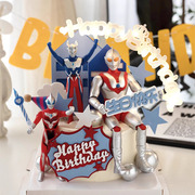 烘焙蛋糕装饰品摆件英雄超人打怪兽发光灯牌儿童男孩生日装扮插件