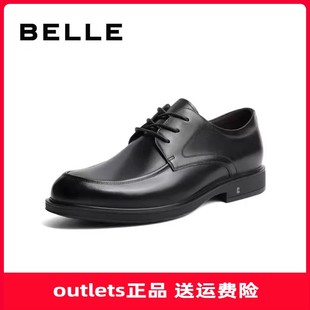 Belle/百丽商务正装皮鞋男真皮通勤圆头系带德比鞋婚鞋B3GK3CM1