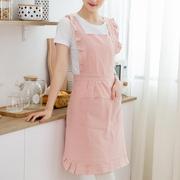 日式小清新围裙家用厨房，围裙条纹木，耳边背心家务清洁防污工作服