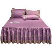 新疆长绒棉床裙单件床罩裙式防滑欧式蕾丝床笠1.8米纯棉床围