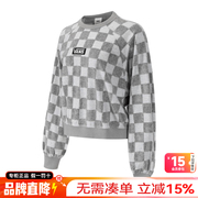 VANS范斯女装卫衣棋盘格运动休闲长袖舒适圆领套头衫VN000GNZCSU