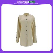 香港直邮jilsander女士黑色真丝混纺长袖衬衫jsps601104-ws391