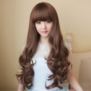 假发女长卷发齐刘海时尚，韩国修脸自然，蓬松整顶大波浪长发头发发型
