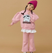 2023冬季韩国儿童装ggoma女童公主淑女卡通休闲时尚套装