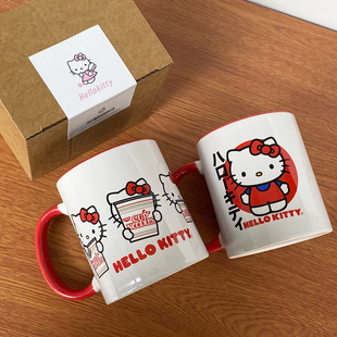 出口日本hellokitty凯蒂猫可爱卡通水杯子，儿童陶瓷马克杯kt猫