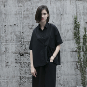 设计师品牌女装黑色短袖女2024夏季大口袋设计感气质小众上衣