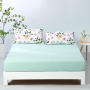 富安娜家纺床上用品纯棉单件，床笠纯色床罩床垫，套罩防滑固定床套罩