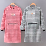 韩版女时尚棉布罩衣长袖围裙厨房家用做饭2023透气带袖工作服