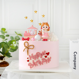 烘焙蛋糕装饰兔兔公主抱熊王子摆件少女心插件生日甜品台装扮布置