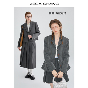 vegachang时尚套装，女2024年春季通勤ol西装，半身裙洋气两件套