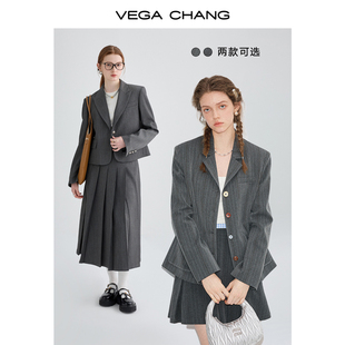 VEGA CHANG时尚套装女2024年春季通勤OL西装半身裙洋气两件套