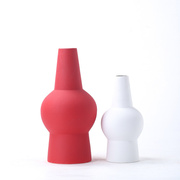 北欧风格陶瓷纯色哑光花瓶创意艺术摆设现代简约样板房红白色摆件