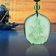 绿度母琉璃吊坠项链藏式尼泊尔饰品绿度母心咒唐卡男女佛牌挂件