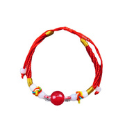 地摊手工编织本命年玉石转运珠，红绳手链可调节红色手绳饰品