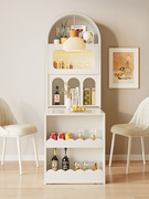 奶油风折叠餐桌置物柜一体现代简约小户型家用多功能伸缩吃饭桌椅