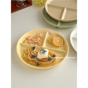 okmaji韩国ins简约陶瓷减脂分格餐盘家用一人食三格分隔早餐盘子