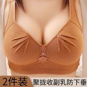 大码薄款聚拢舒适无钢圈上托防下垂收副乳胸罩中老年女士美背内衣