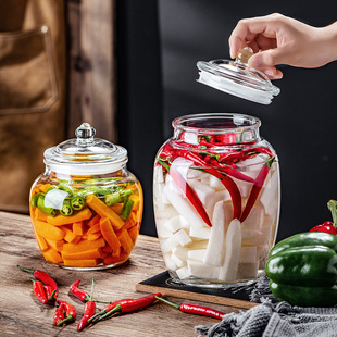 食品级玻璃泡菜坛专用加厚密封家用厨房，腌制咸菜储物罐杂粮密封罐