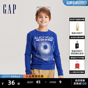 Gap男童春秋洋气纯棉运动长袖T恤儿童装童趣印花休闲上衣797412