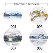 2021定制圆形轻奢山水画玄关壁纸走廊过道壁画8d立体墙纸墙布