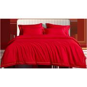 盛宇家纺床上简约四件套大红床品1.5米1.8婚庆套件床单被套简然