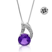 vir jewels1.20 克拉紫色紫水晶吊坠项链 .925 纯银 7 毫米圆形