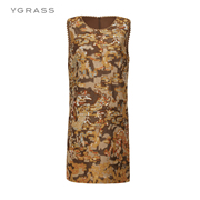 VGRASS复古气质轻奢礼服无袖连衣裙冬季VSL2N43510