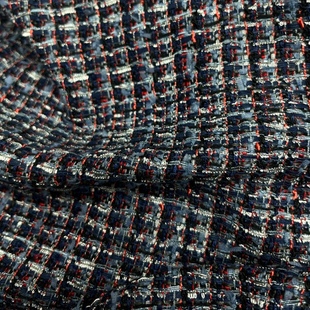 2023日本进口重磅蓝色丝带编织小香风外套马甲，裙半身裙面料布料