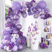 金属紫色紫色蝴蝶主题，气球链套装宝宝，生日派对婚礼装扮开业装饰