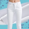 白色牛仔裤2024年女春秋，高腰紧身弹力，九分小个子小脚裤子薄款