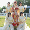 中式伴娘服女小个子婚礼服，国风秀禾旗袍秋冬季姐妹团装伴娘裙