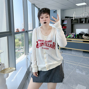 2022秋季大码女装韩版200斤胖MM时尚减龄提花长袖针织开衫