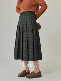 摩妮卡大码女装英伦风格纹，半身裙胖mm春装2024高腰显瘦长裙