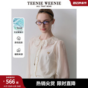 teenieweenie小熊女装2024春季设计感天丝混纺衬衫两件套上衣