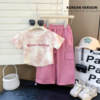 女童夏装套装2024洋气韩版女宝宝短袖t恤高腰工装短裤两件套