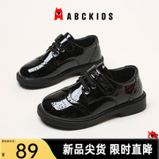 abckids儿童童鞋2023秋季男童黑色小皮鞋春秋款学生表演鞋女