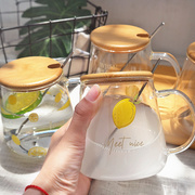 柠檬玻璃杯女可爱玻璃杯带盖勺创意，简约杯子卡通，马克杯牛奶杯茶杯