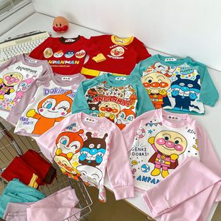 日系面包超人秋季男童女童可爱长袖套装 宝宝卡通柔软家居服套装