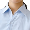 浅蓝衬衫斜纹短袖女士，棉职业装v领宽松收腰面试长袖工装气质