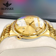 瑞士进口机芯超薄男士手表机械表，高级感奢侈纯黄金色名表品牌十大