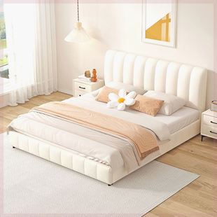 喜挚奶油风实木床双人1.8x2米大床1.5米家用小户型科技布储物婚床
