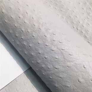 浅灰白色鸵鸟纹头层牛皮，箱包皮具真皮，手工diy皮料1.6略挺a1225