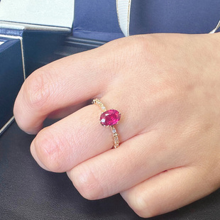 日本Marisol天然无烧红宝石戒指18k黄金钻石戒指精工镶嵌彩宝女戒