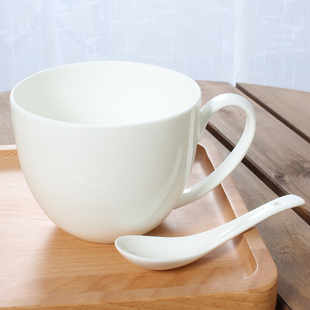 杯子陶瓷麦片杯早餐杯，带盖勺大容量大号牛奶，杯马克杯碗泡面燕麦杯