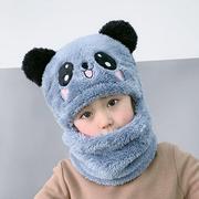 儿童帽子女童男童秋冬季帽子围脖，一体可爱加厚保暖宝宝遮脸护耳帽