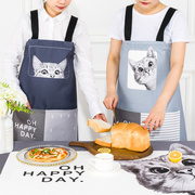 小《敏家》猫咪图案围裙，棉麻布艺厨房，烘焙家用围腰罩衣可爱定制